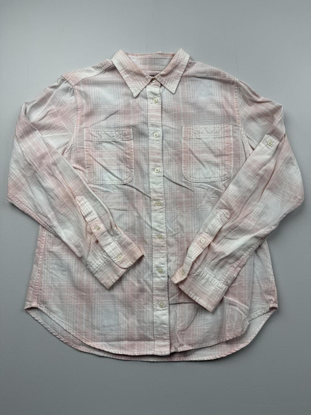 Lauren Ralph Lauren Button Up Shirt Womens Pink Plaid Roll Tab Sleeve Read